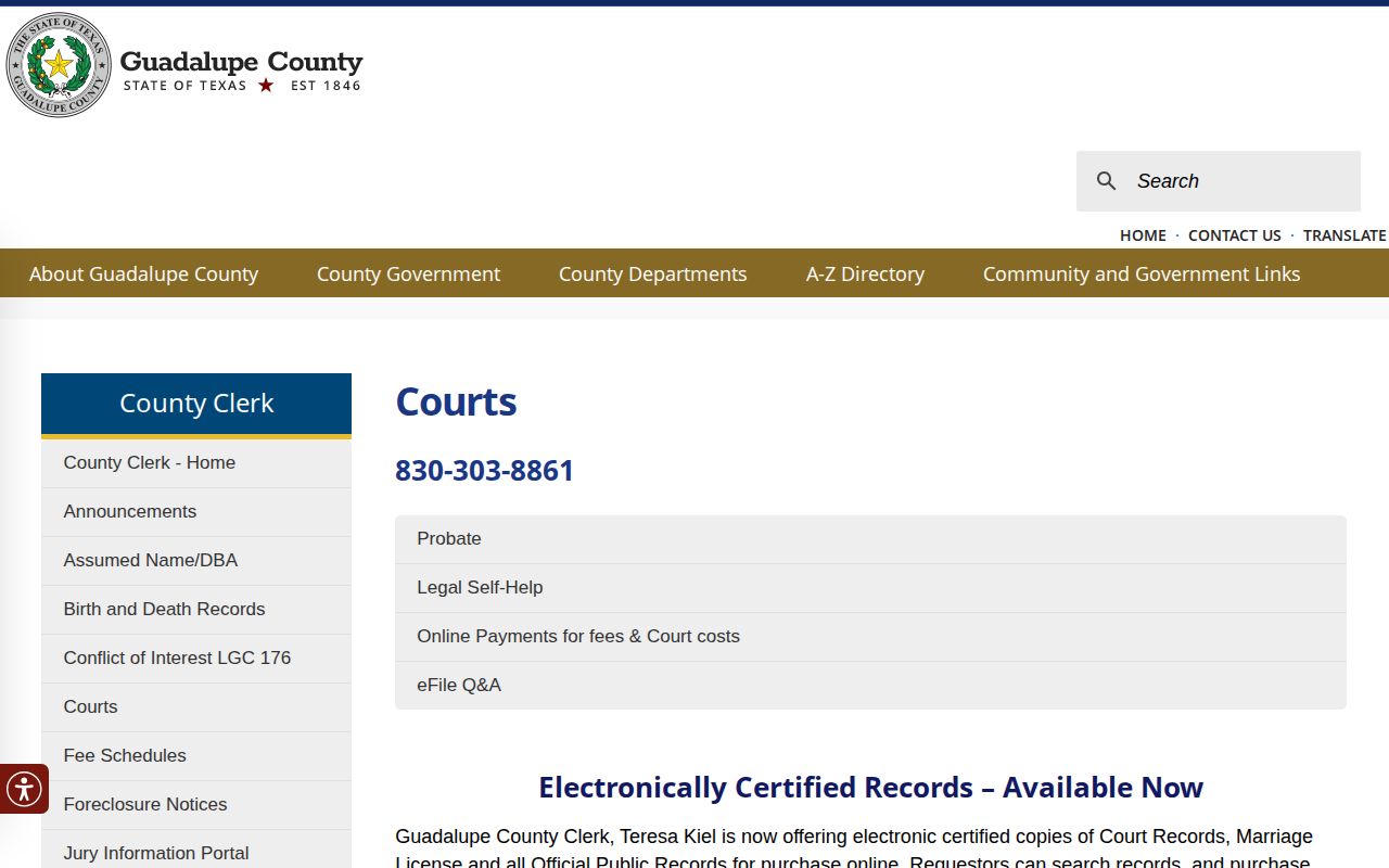 Official Guadalupe County directory of county and district courts