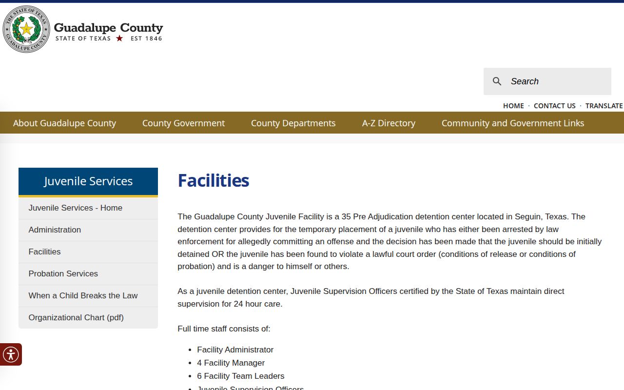 Guadalupe County Juvenile Facility identity and restricted release record context
