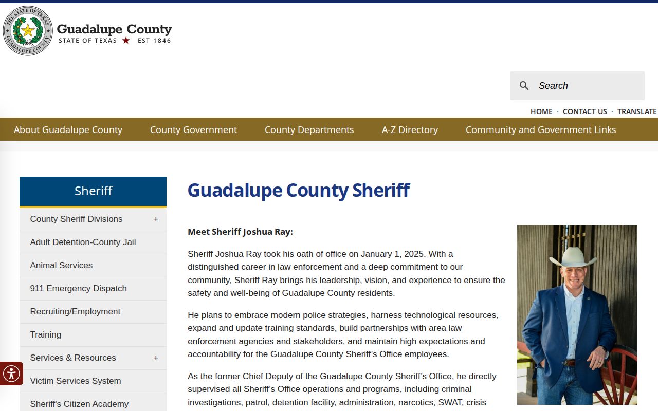 Guadalupe County Adult Detention Center sheriff identity and release contact