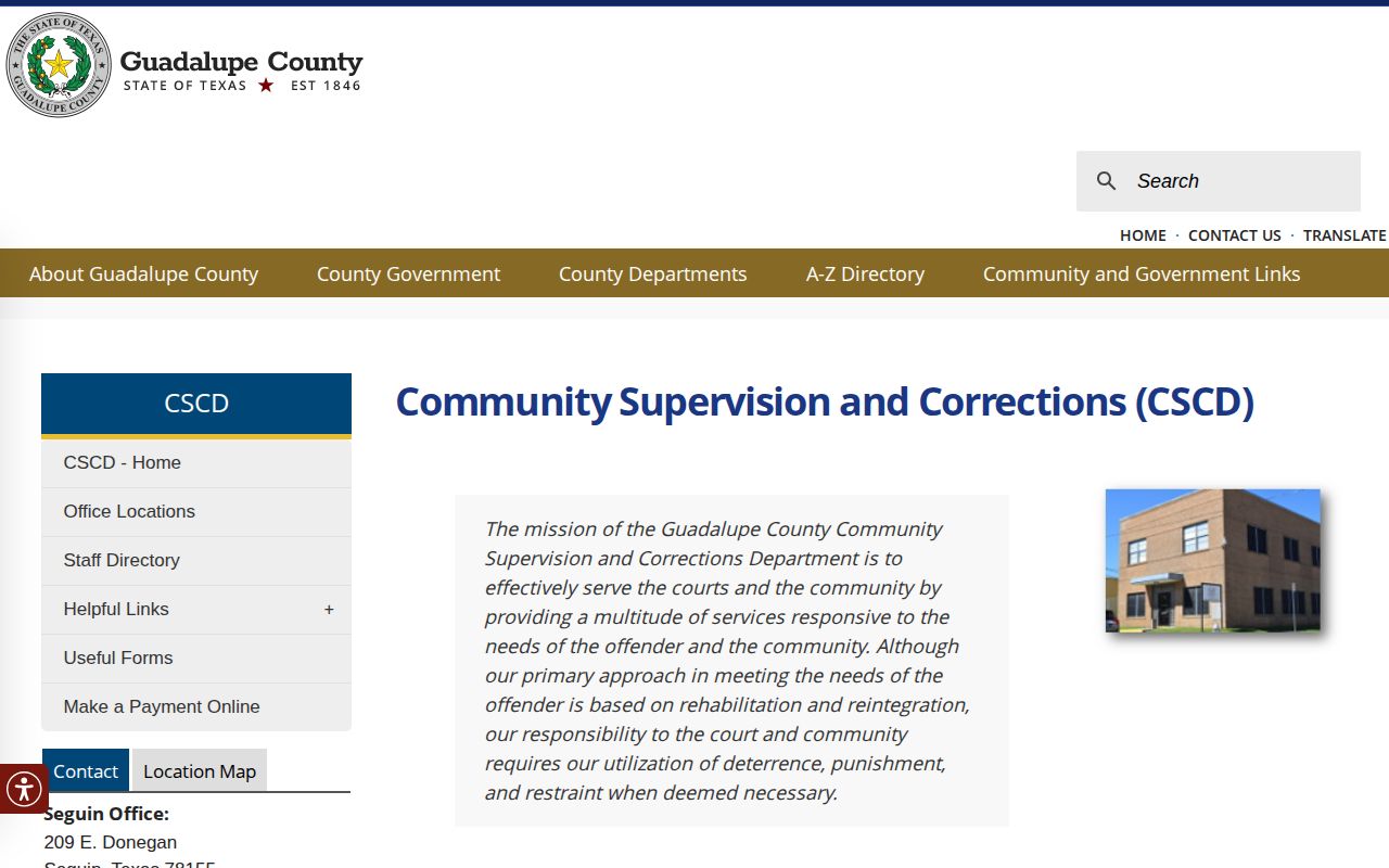 Guadalupe County Adult Probation Seguin and Schertz release reporting contacts